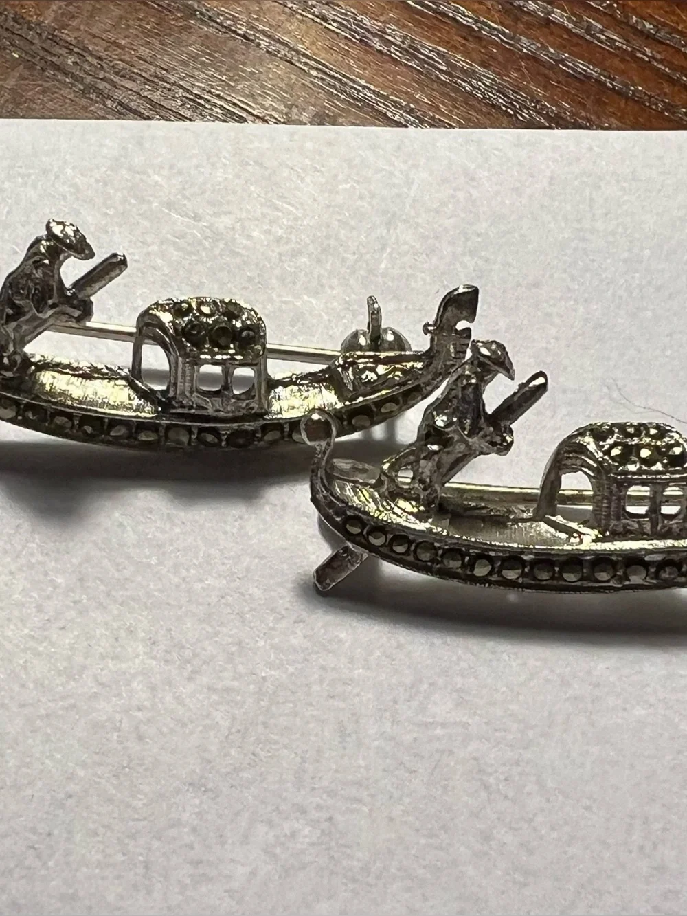 Sterling Silver Venetian Gondola Pin Set